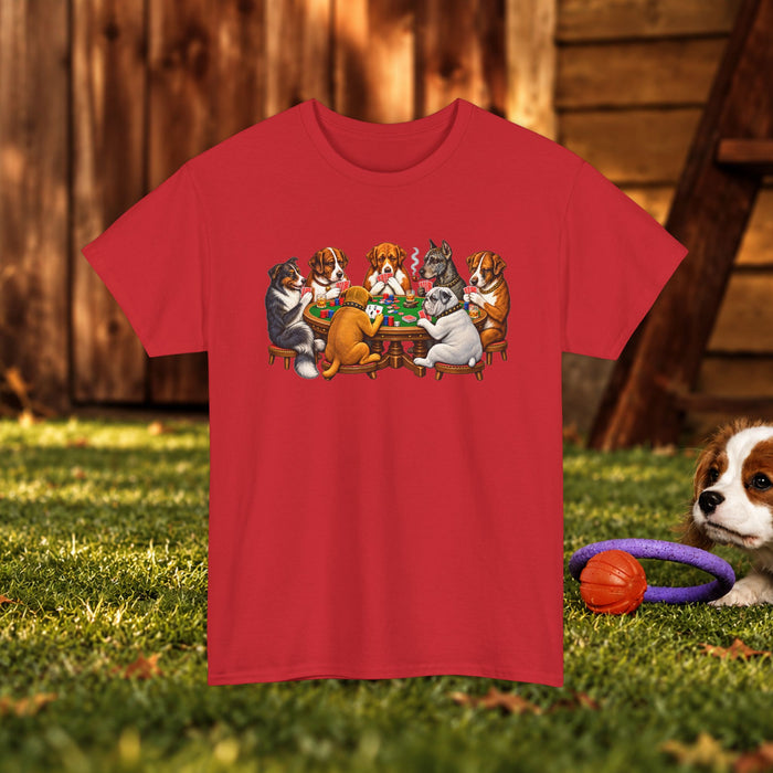 Dog Poker Night T‑Shirt — Cute Dogs Playing Cards Graphic Tee