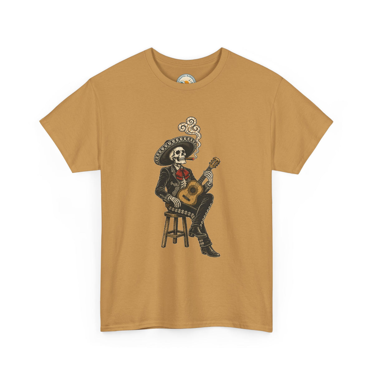 Day of the Dead Mariachi Guitar Tee — Skeleton Musician T-Shirt