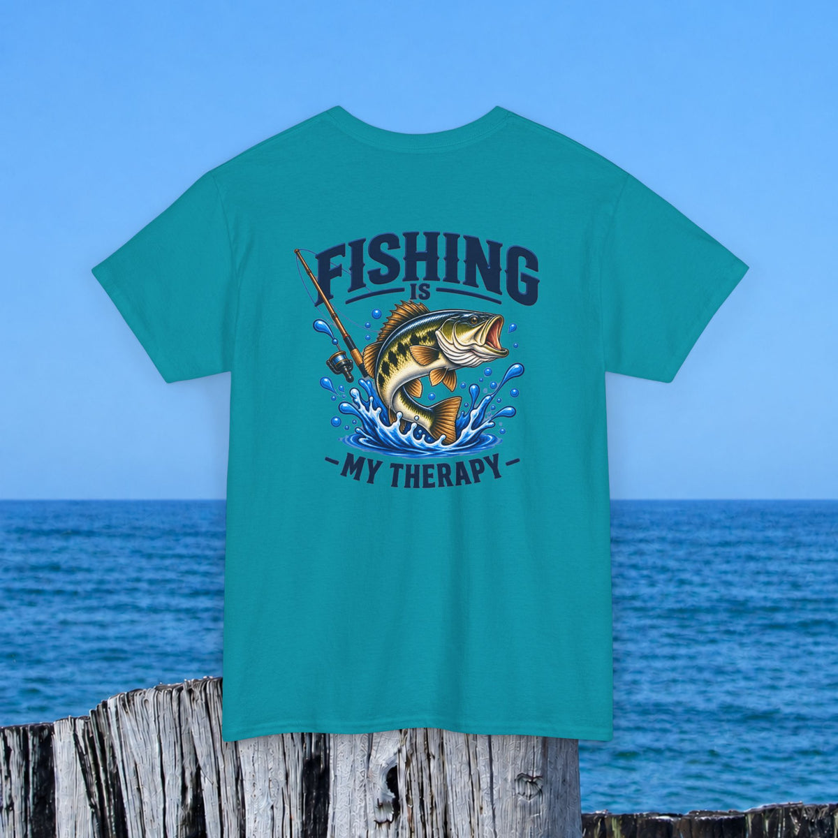 Fishing Tee — "Fishing Is My Therapy" Graphic T-Shirt