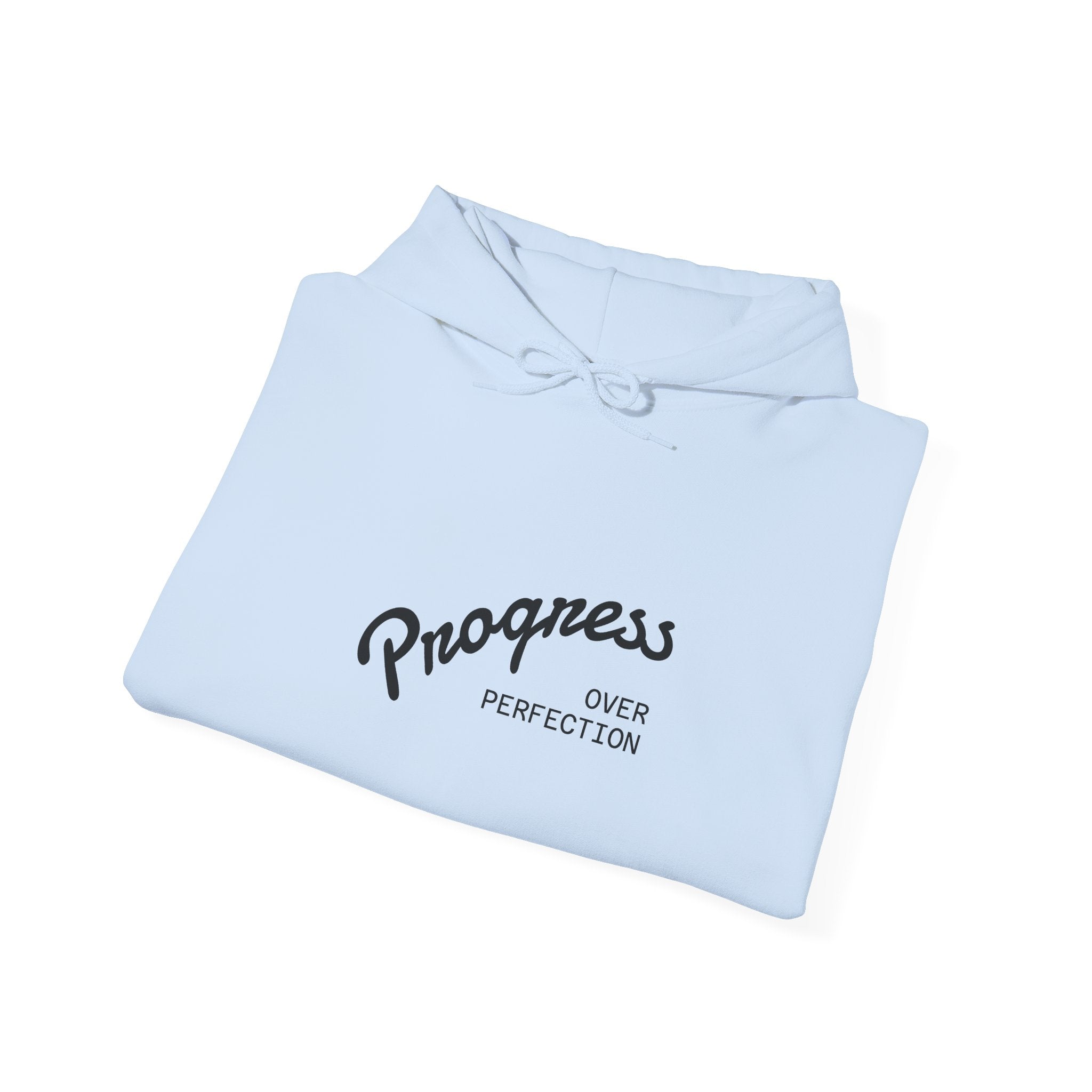 Coastal Harmony Surf Hoodie — "Progress Over Perfection" Graphic Sweatshirt