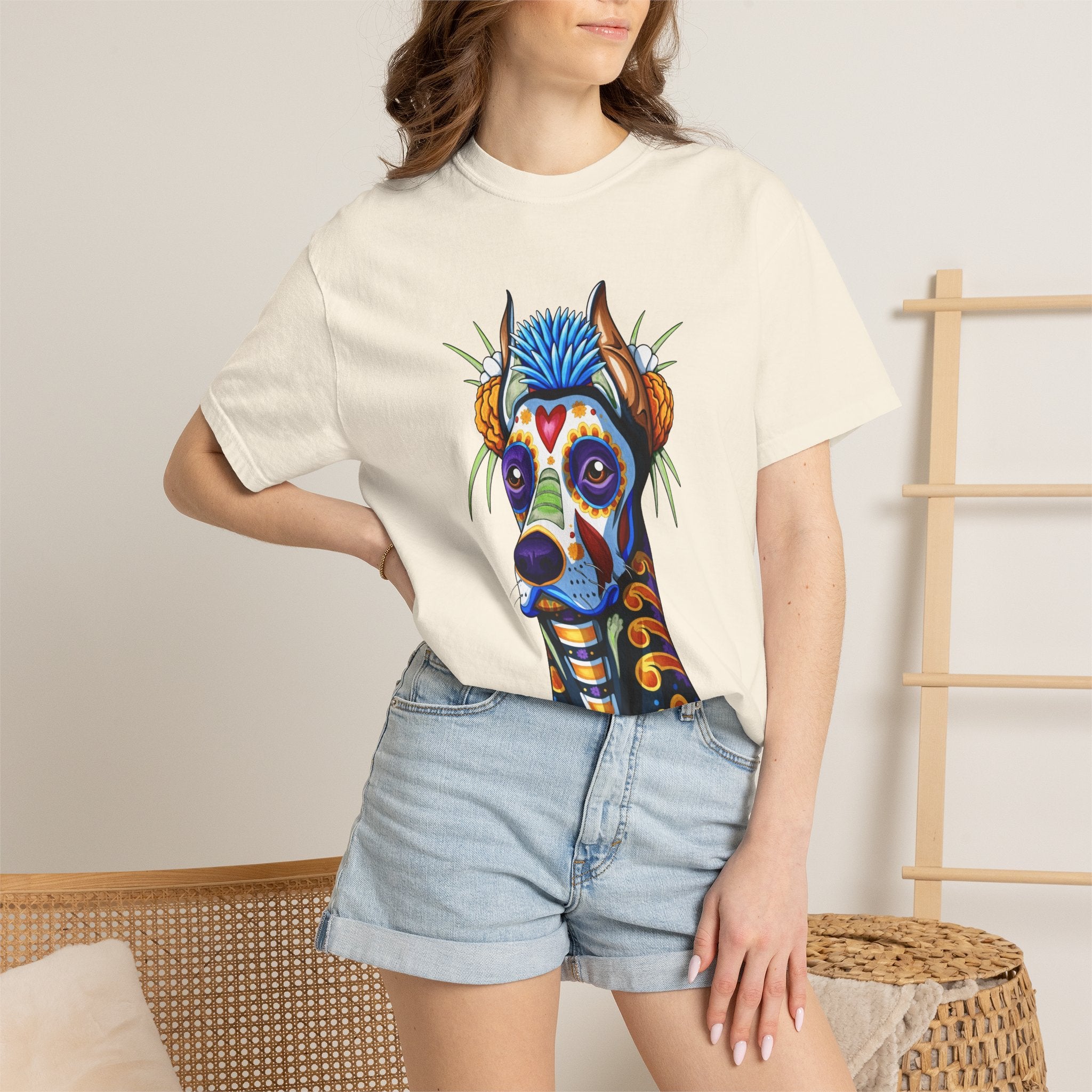 Colorful Sugar Skull Dog T-Shirt