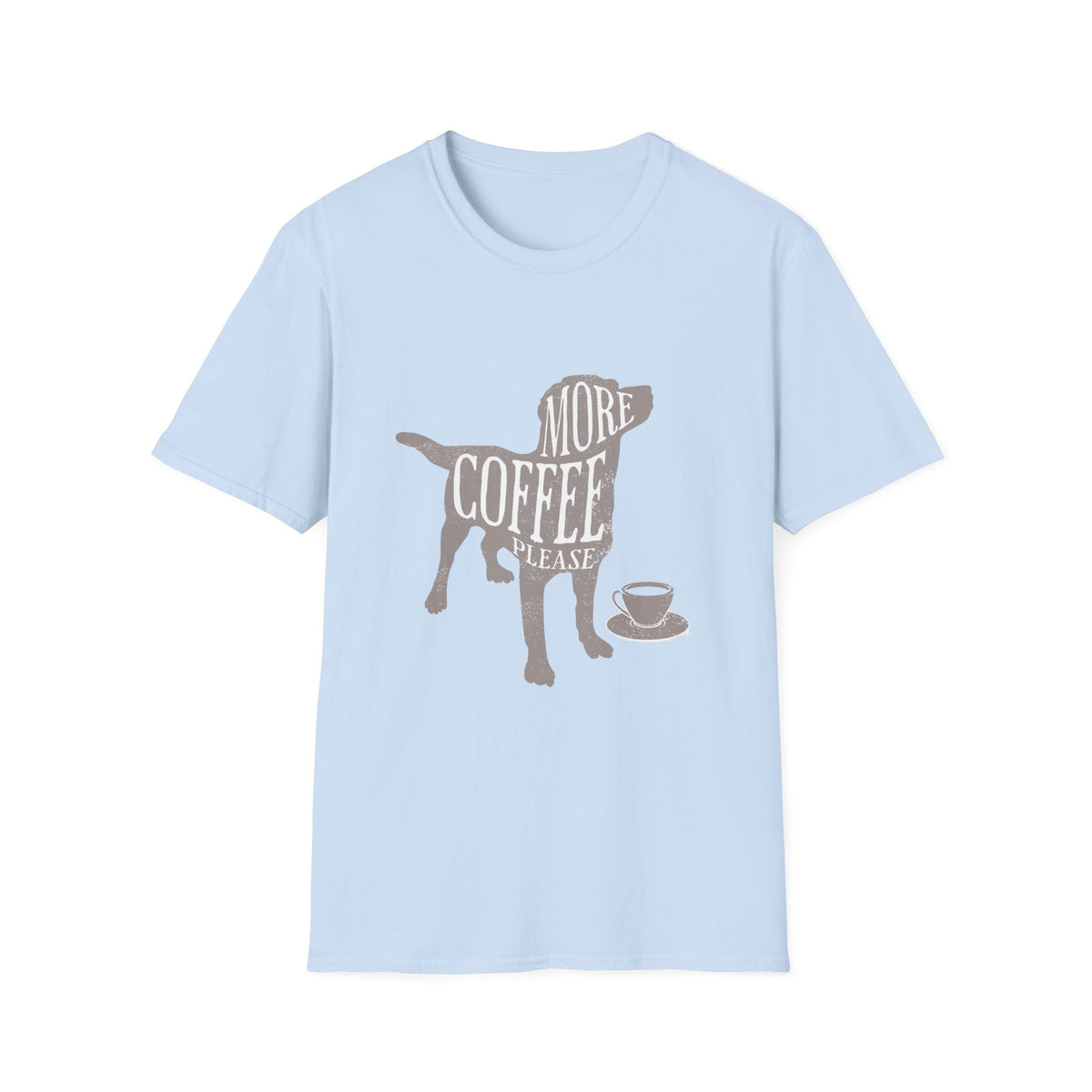 More Coffee Please Dog T‑Shirt — Cute Labrador Coffee Lover Tee