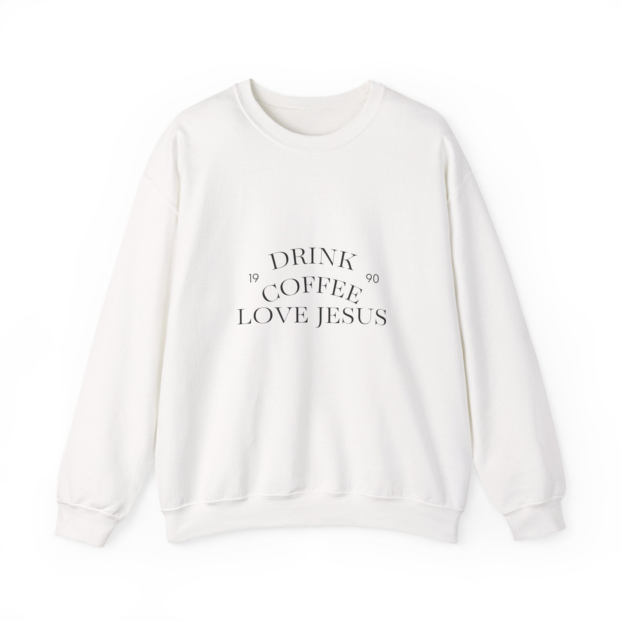 Coffee & Jesus Crewneck Sweatshirt — "Drink Coffee, Love Jesus" Christian Pullover