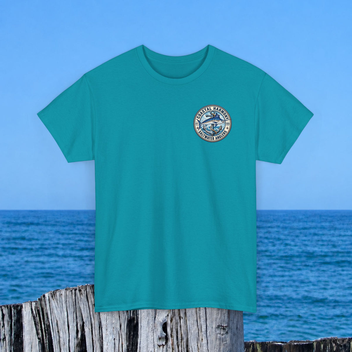 Fishing Tee — "Coastal Harmony" Saltwater Anglers Short-Sleeve Shirt