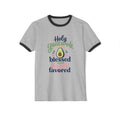 Holy Guacamole Avocado Ringer Tee — "Blessed and Highly Favored" Graphic T-Shirt