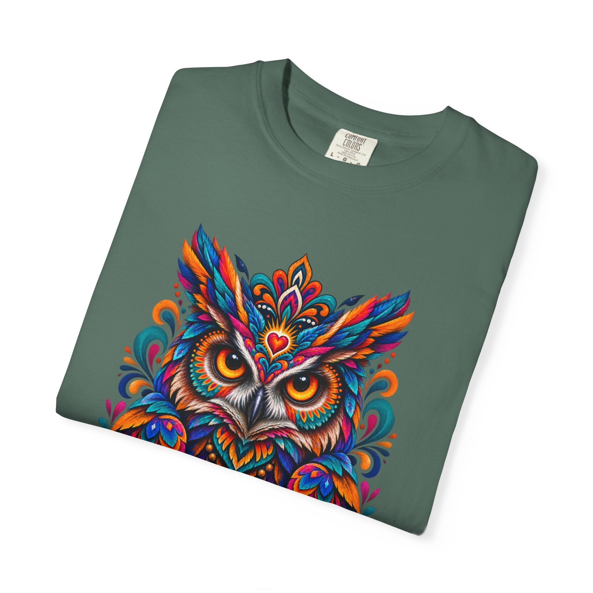 Colorful Owl 'Sabiduría' T-Shirt – Vibrant Mexican Folk Art Tee