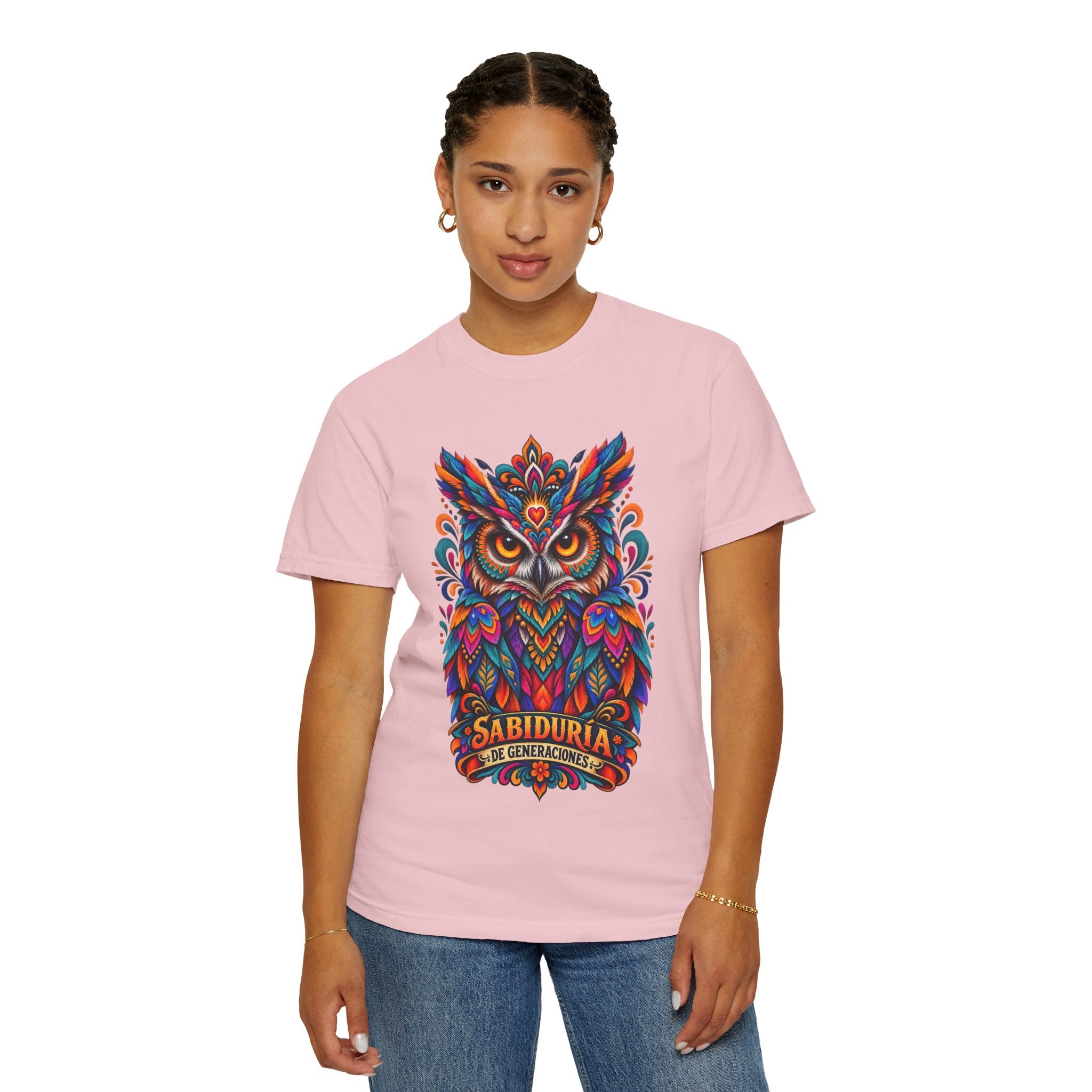 Colorful Owl 'Sabiduría' T-Shirt – Vibrant Mexican Folk Art Tee