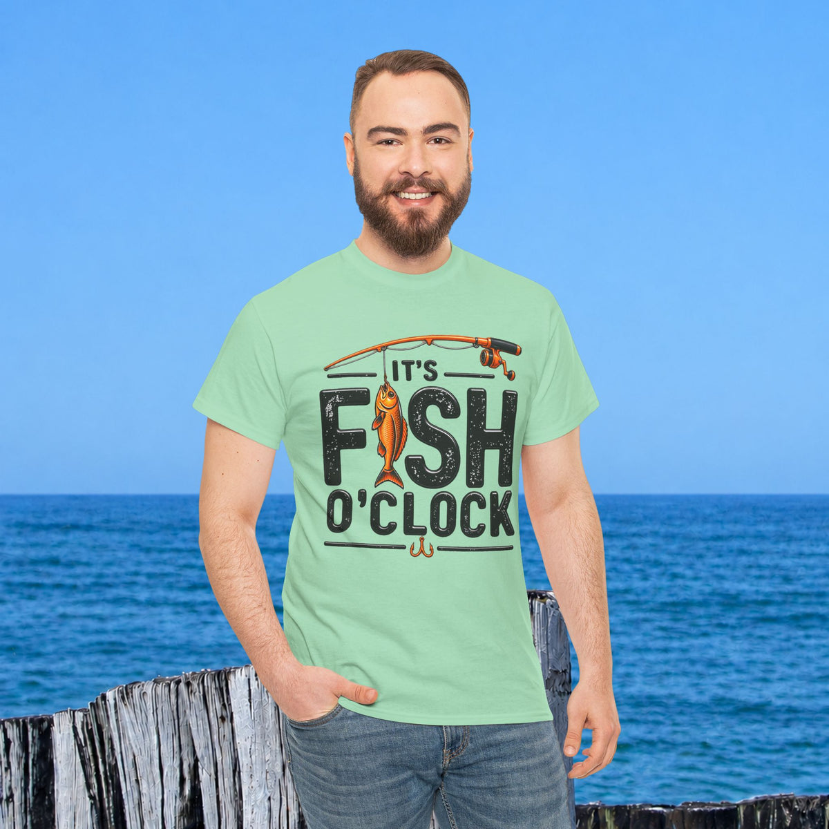 Fishing T‑Shirt — "It's Fish O'Clock" Graphic Tee for Anglers