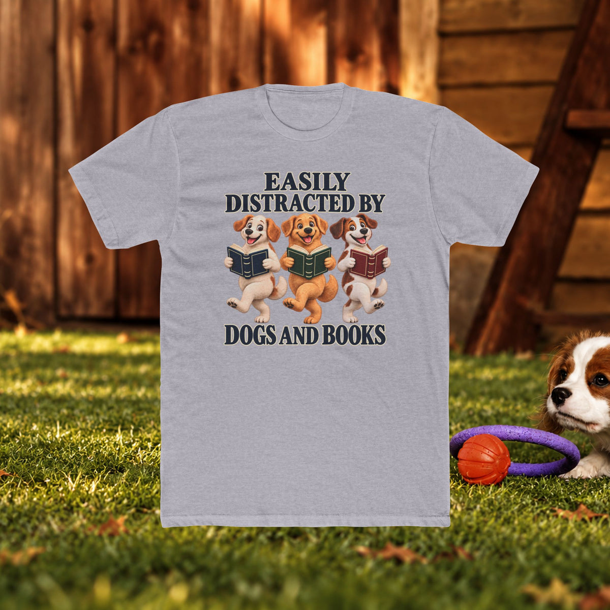 Easily Distracted by Dogs and Books T‑Shirt