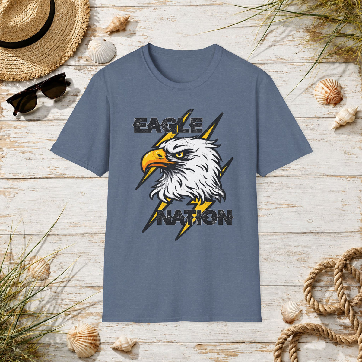 Eagle Nation T‑Shirt — Bold Lightning Eagle Graphic