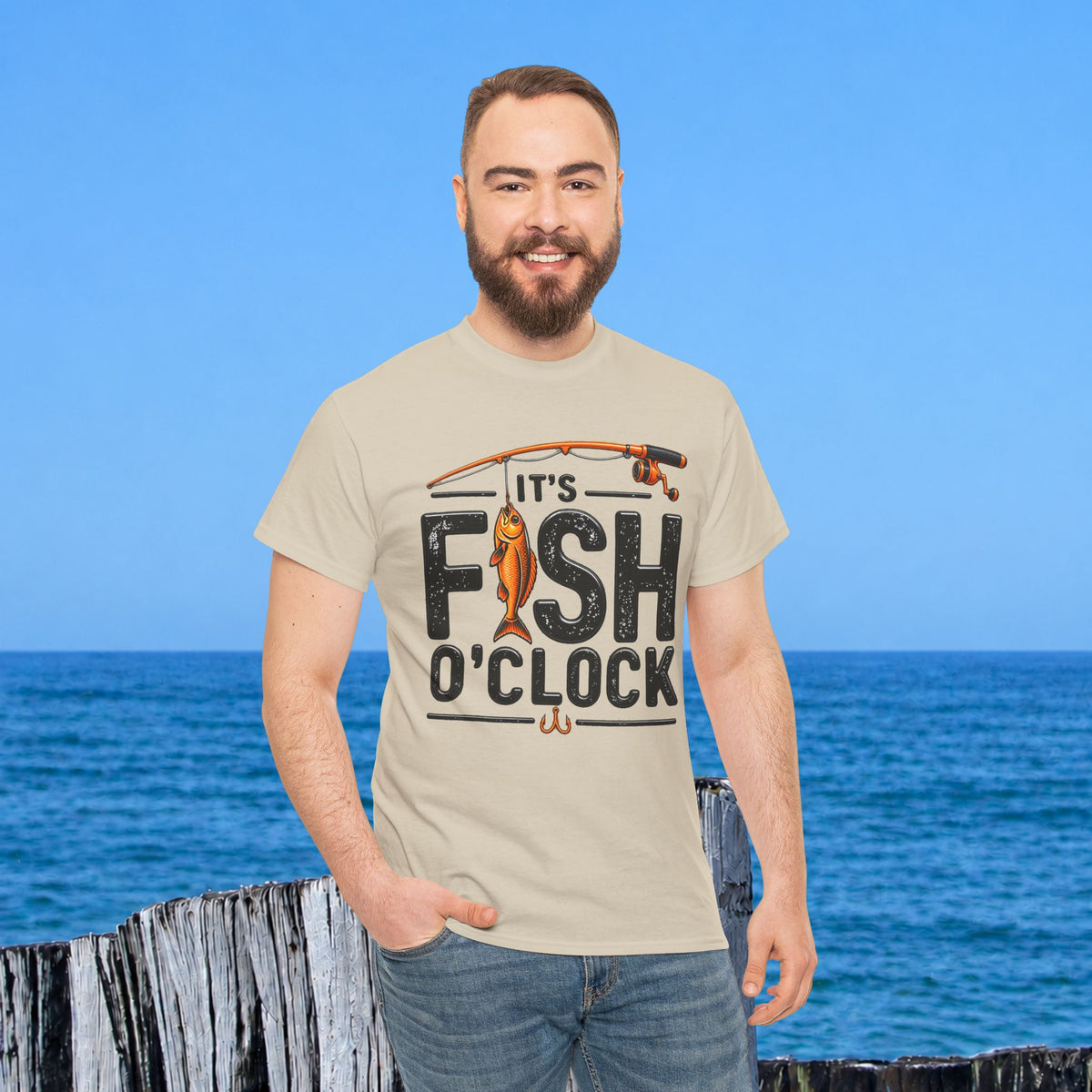 Fishing T‑Shirt — "It's Fish O'Clock" Graphic Tee for Anglers