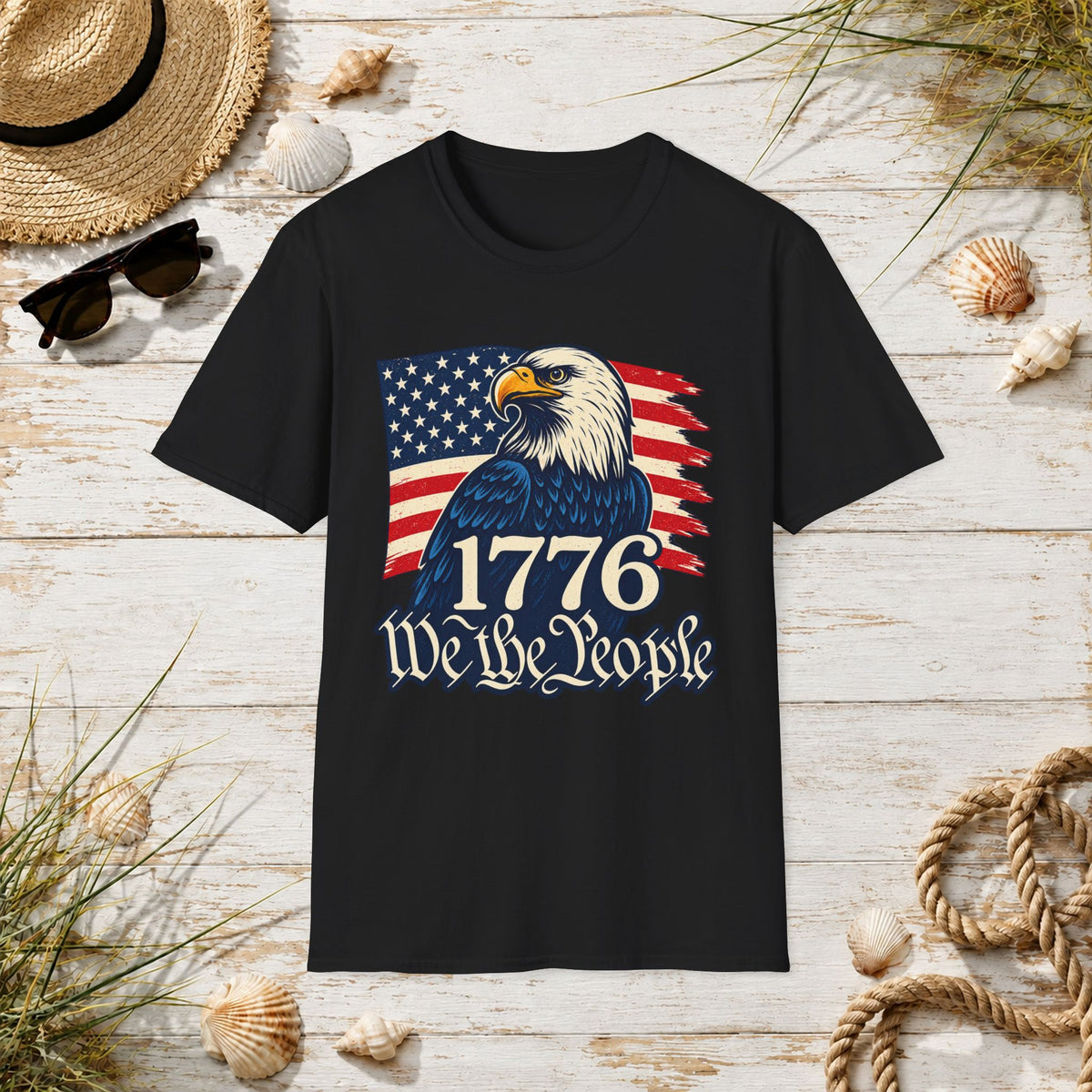 Patriotic Eagle T-Shirt — '1776 We the People' American Flag Tee