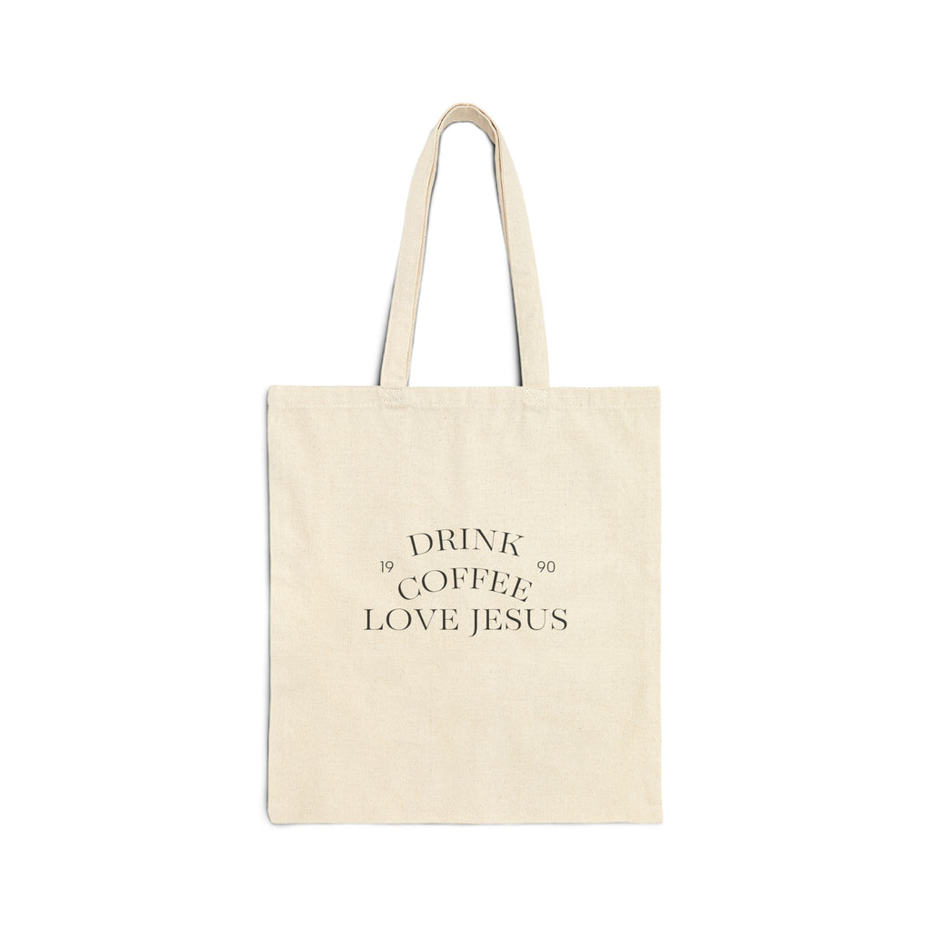 Tote Bag — "Drink Coffee, Love Jesus" Canvas Shopper