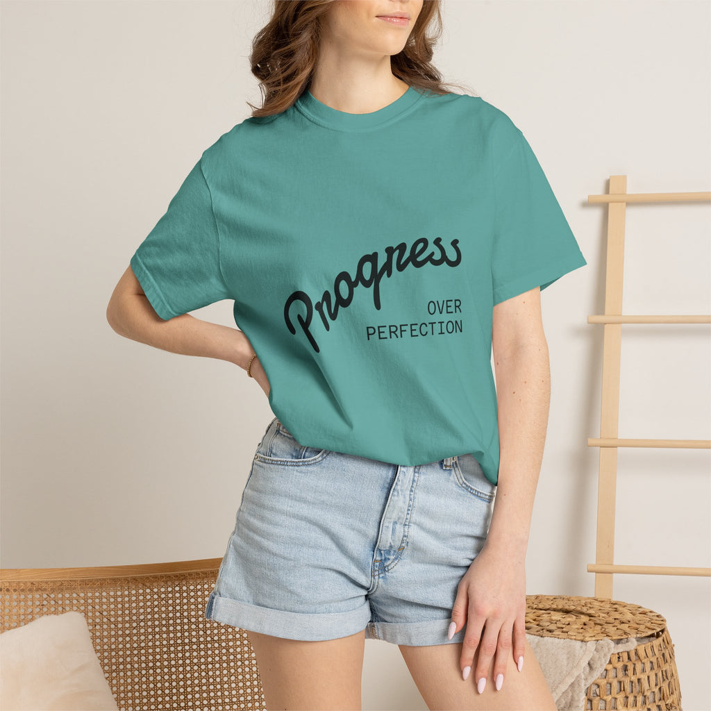 Coastal Harmony T-Shirt — "Progress Over Perfection" Surf Graphic Tee