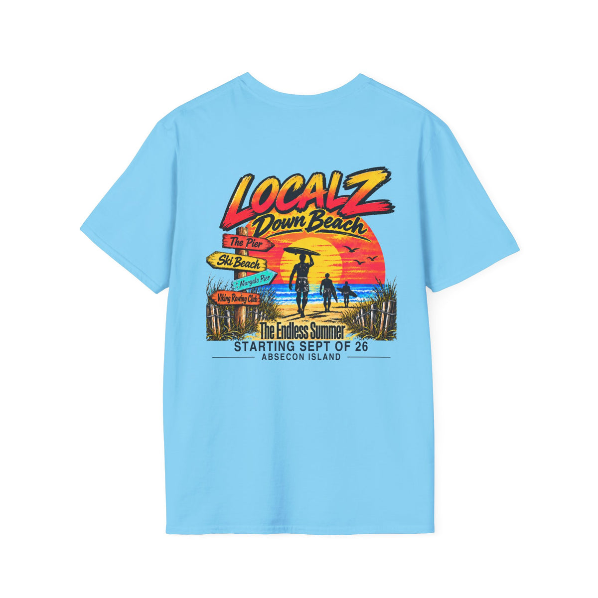 LocalZ Down Beach T-Shirt – Vintage Surf Sunset Tee (Assecon Island)