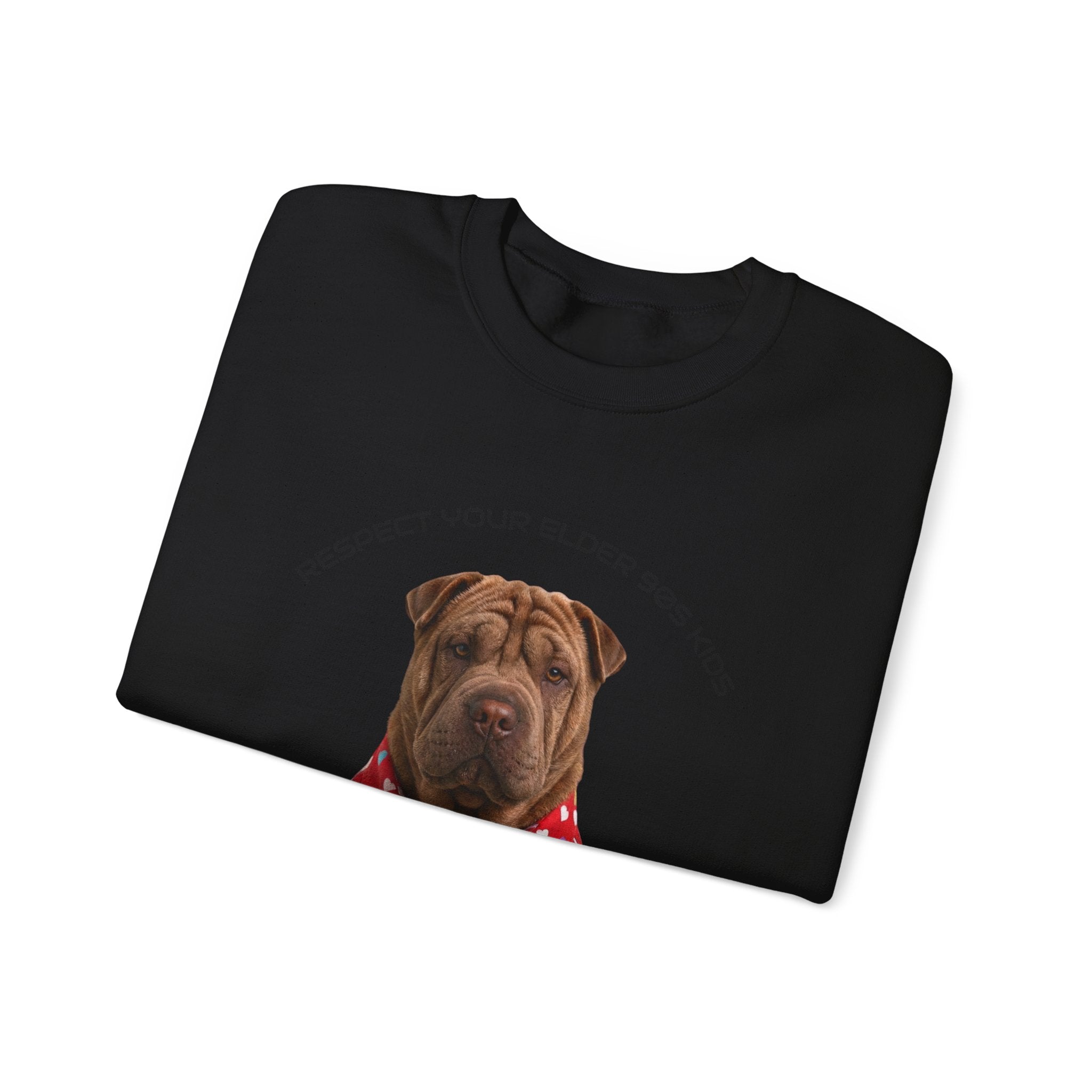Crewneck Sweatshirt — "Respect Your Elder, Yes Mom" Shar-Pei Graphic