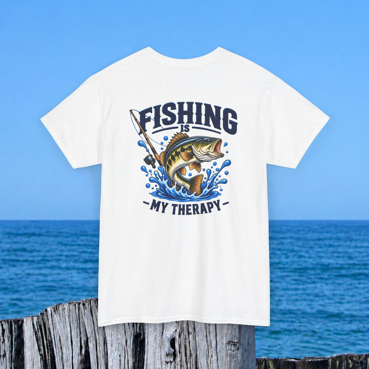Fishing Tee — "Fishing Is My Therapy" Graphic T-Shirt
