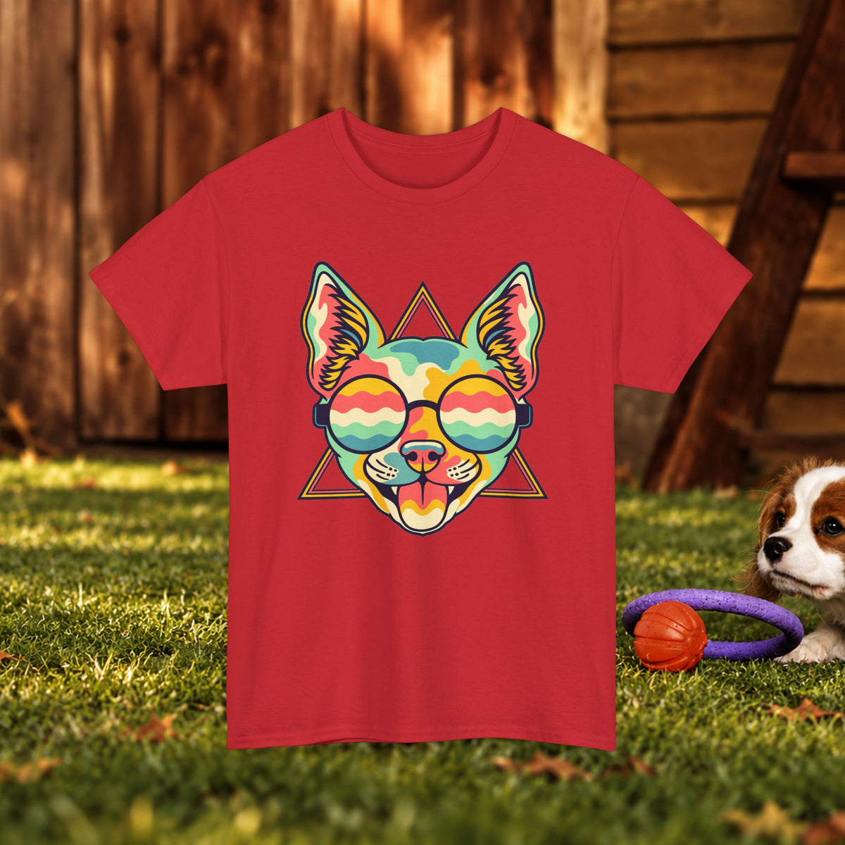 Chihuahua Sunglasses Tee — Colorful Retro Dog Graphic T-Shirt