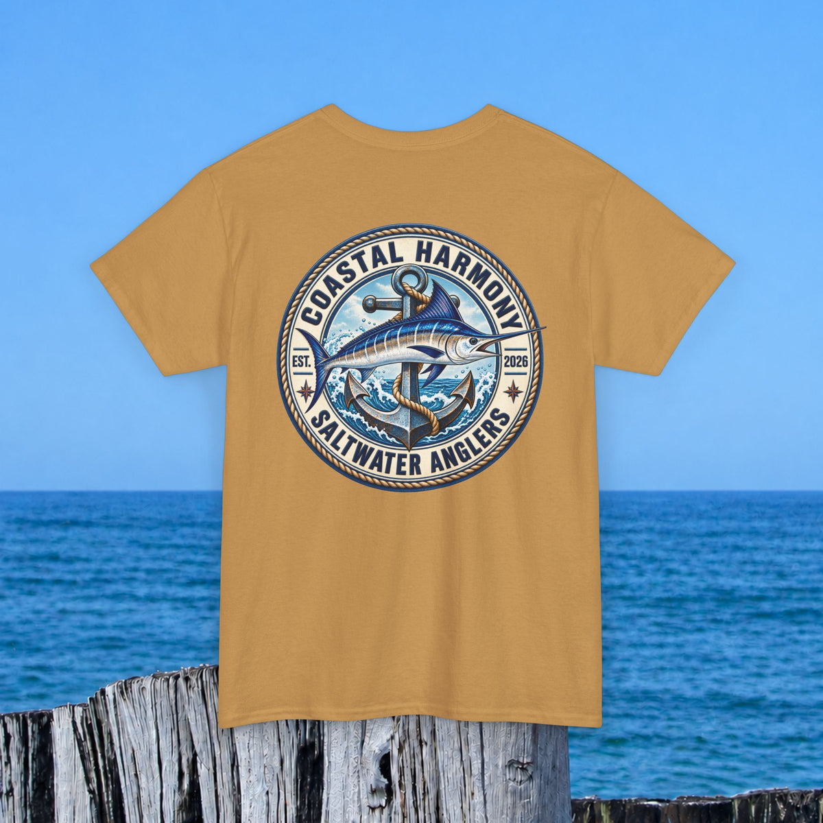 Fishing Tee — "Coastal Harmony" Saltwater Anglers Short-Sleeve Shirt
