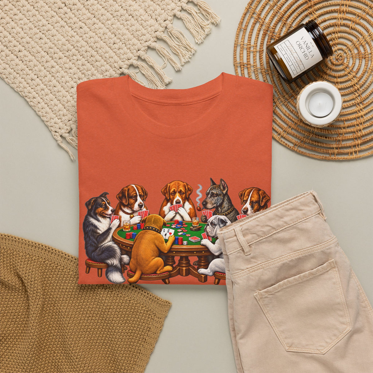 Dog Poker Night T‑Shirt — Cute Dogs Playing Cards Graphic Tee