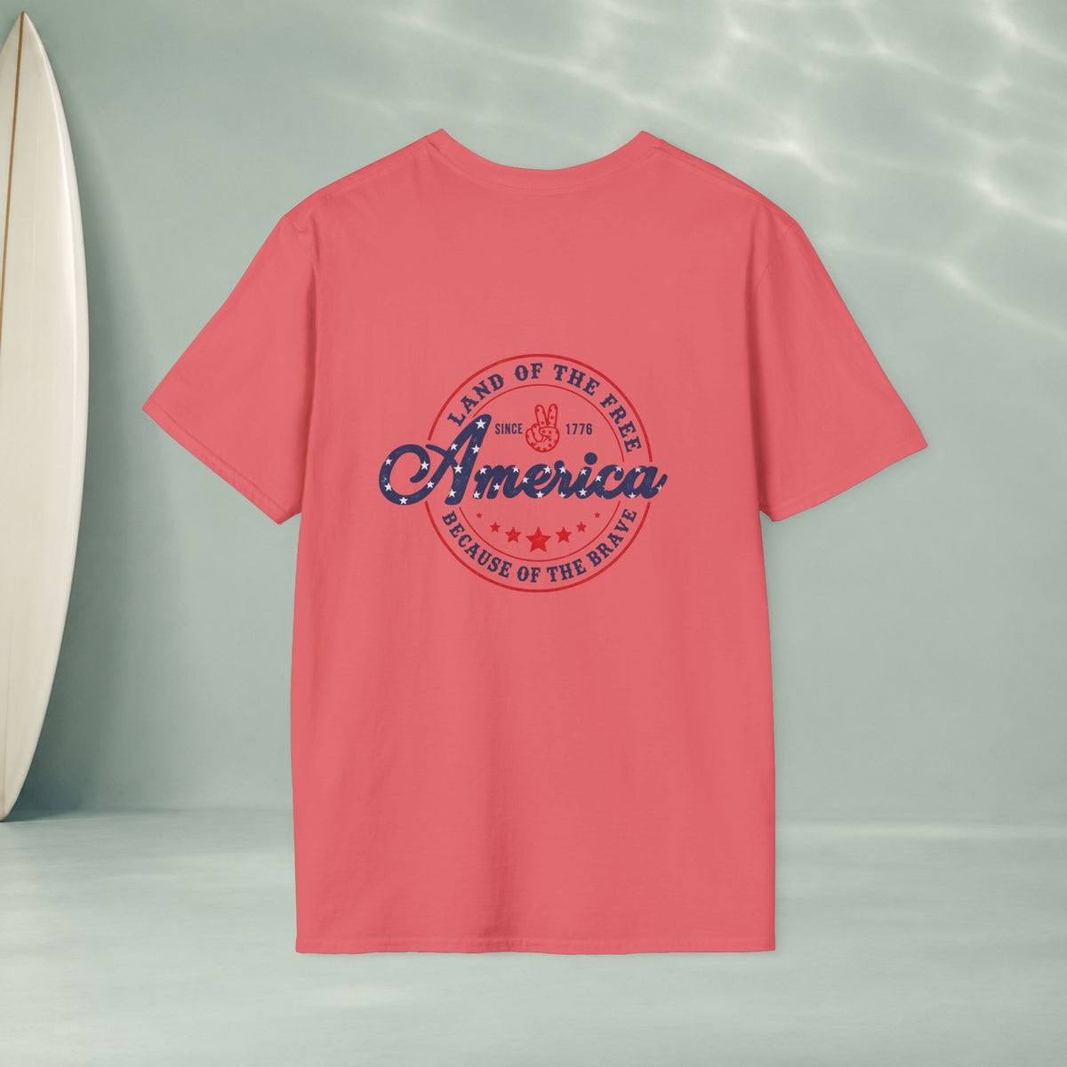 America Vintage Badge T-Shirt — "Land of the Free, Because of the Brave"
