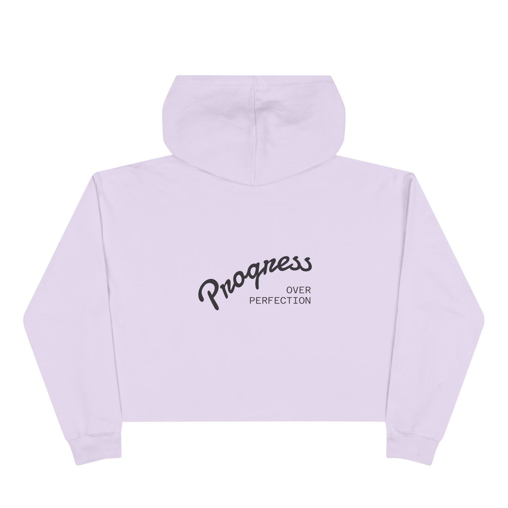 Coastal Harmony Crop Hoodie — "Progress Over Perfection" Surf Vibe Cropped Sweatshirt