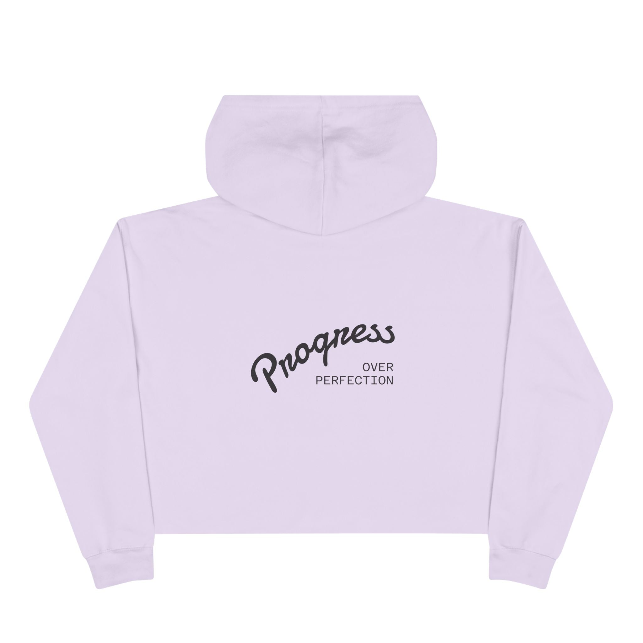 Coastal Harmony Crop Hoodie — "Progress Over Perfection" Surf Vibe Cropped Sweatshirt