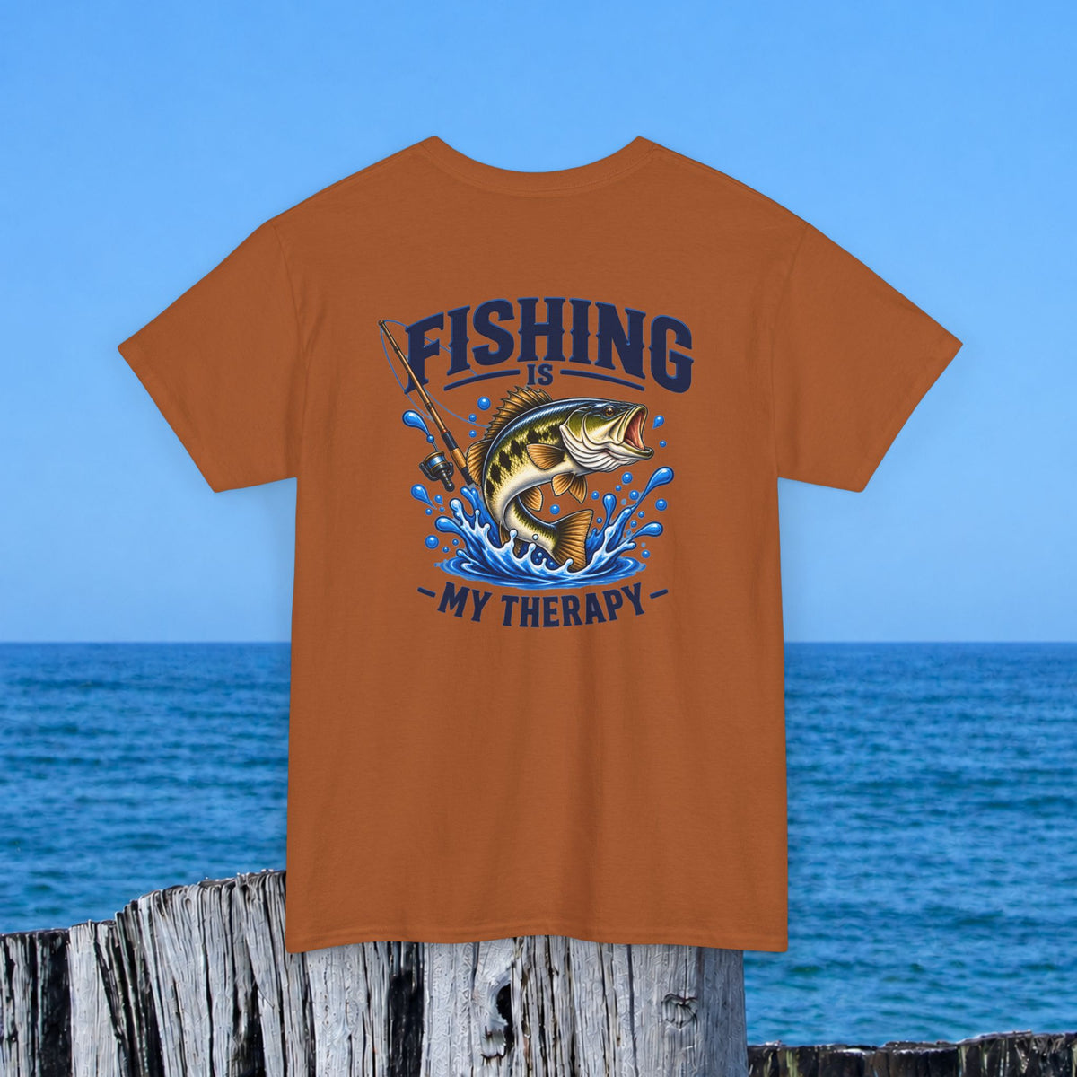Fishing Tee — "Fishing Is My Therapy" Graphic T-Shirt