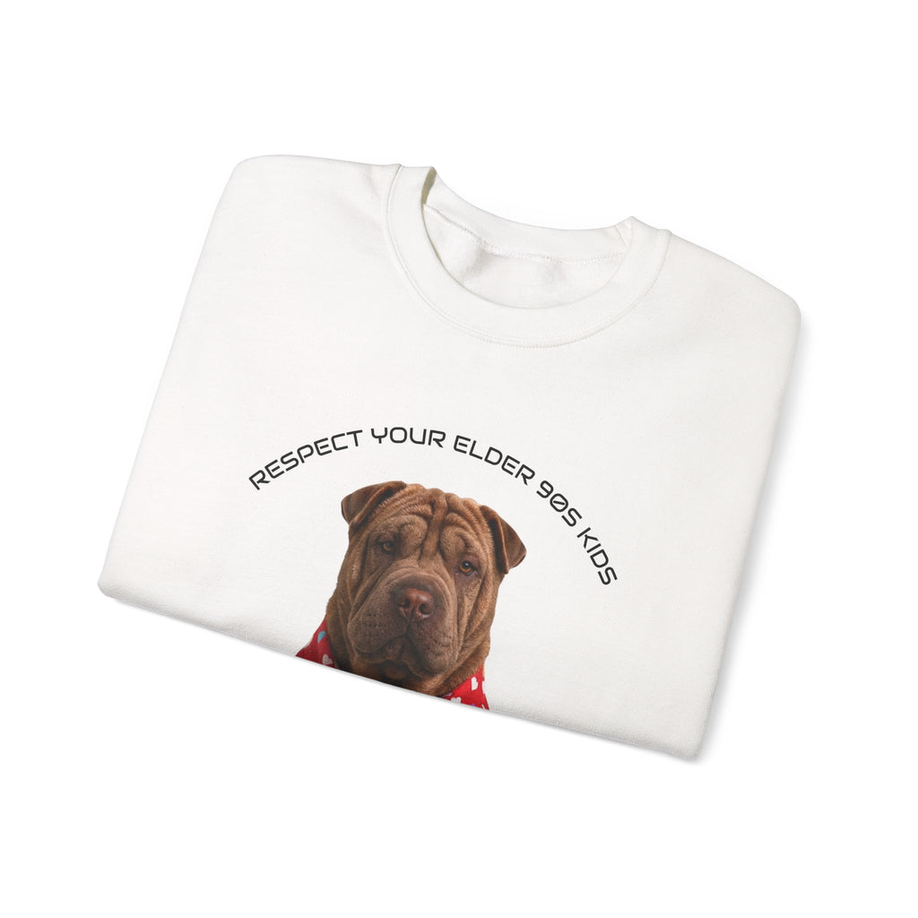 Crewneck Sweatshirt — "Respect Your Elder, Yes Mom" Shar-Pei Graphic