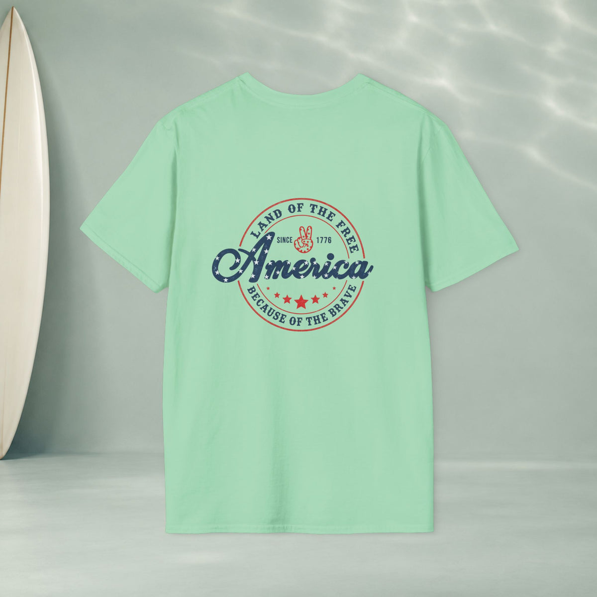 America Vintage Badge T-Shirt — "Land of the Free, Because of the Brave"