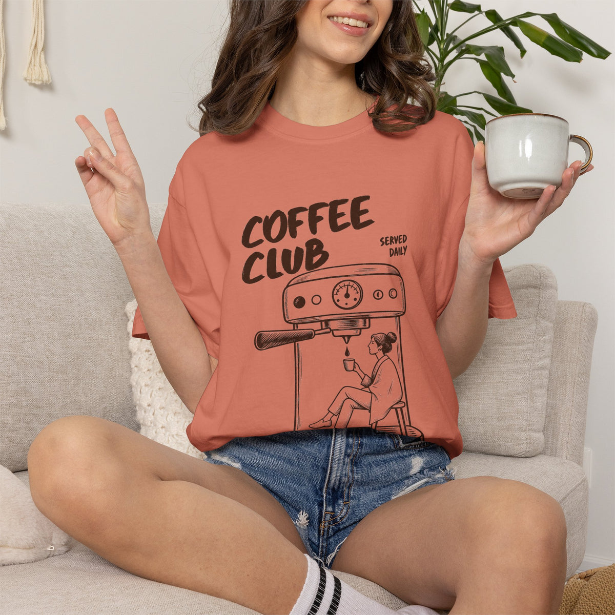 Coffee Club T-Shirt — 'Every Morning' Espresso Machine Graphic Tee