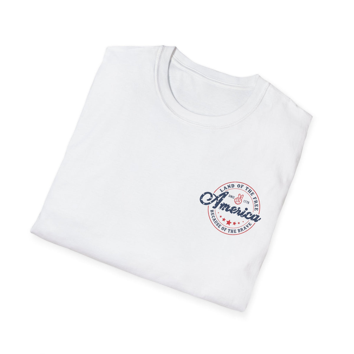 America Vintage Badge T-Shirt — "Land of the Free, Because of the Brave"