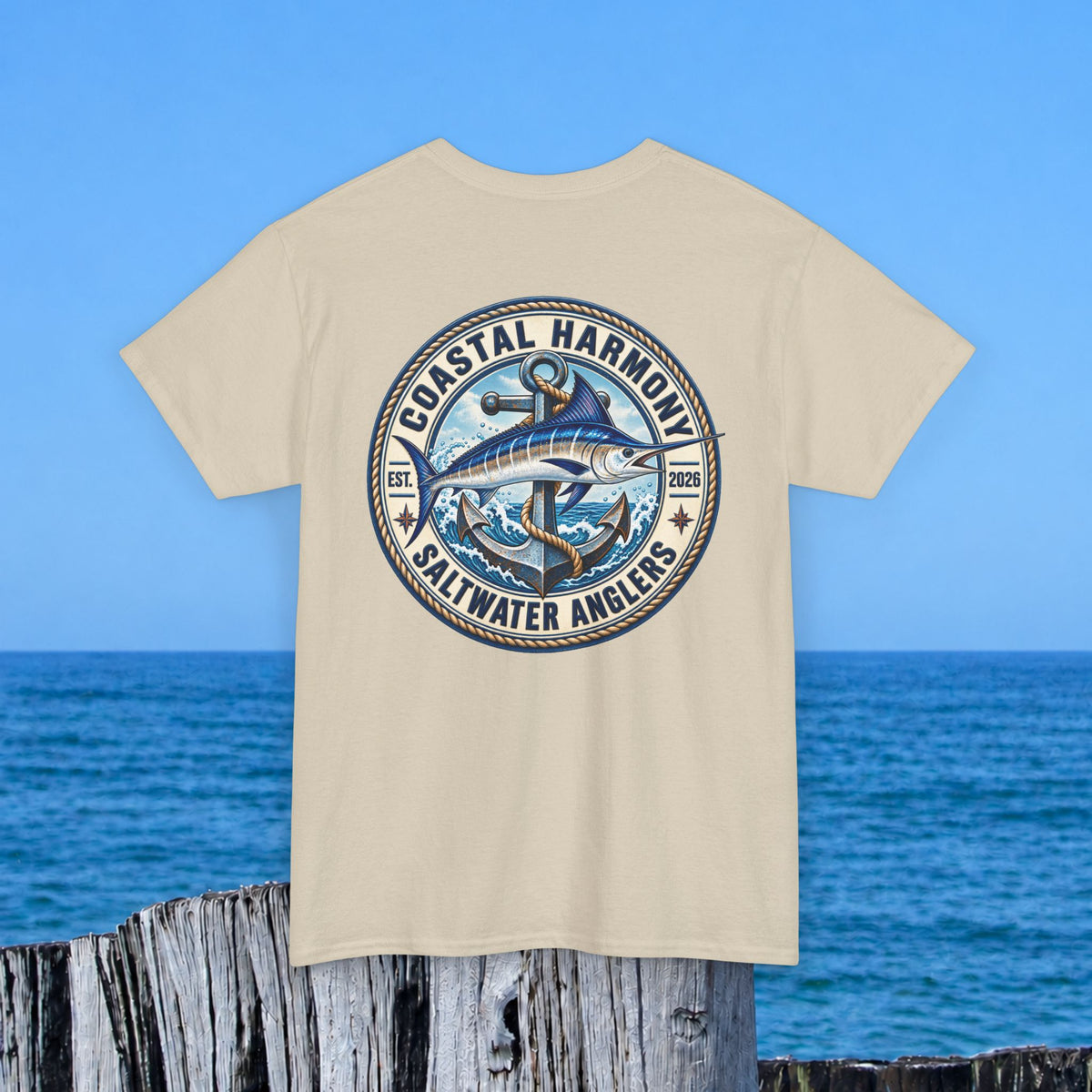 Fishing Tee — "Coastal Harmony" Saltwater Anglers Short-Sleeve Shirt