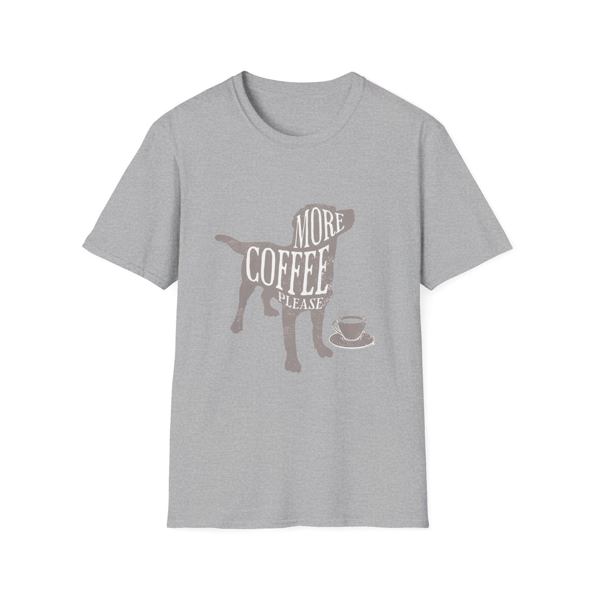 More Coffee Please Dog T‑Shirt — Cute Labrador Coffee Lover Tee