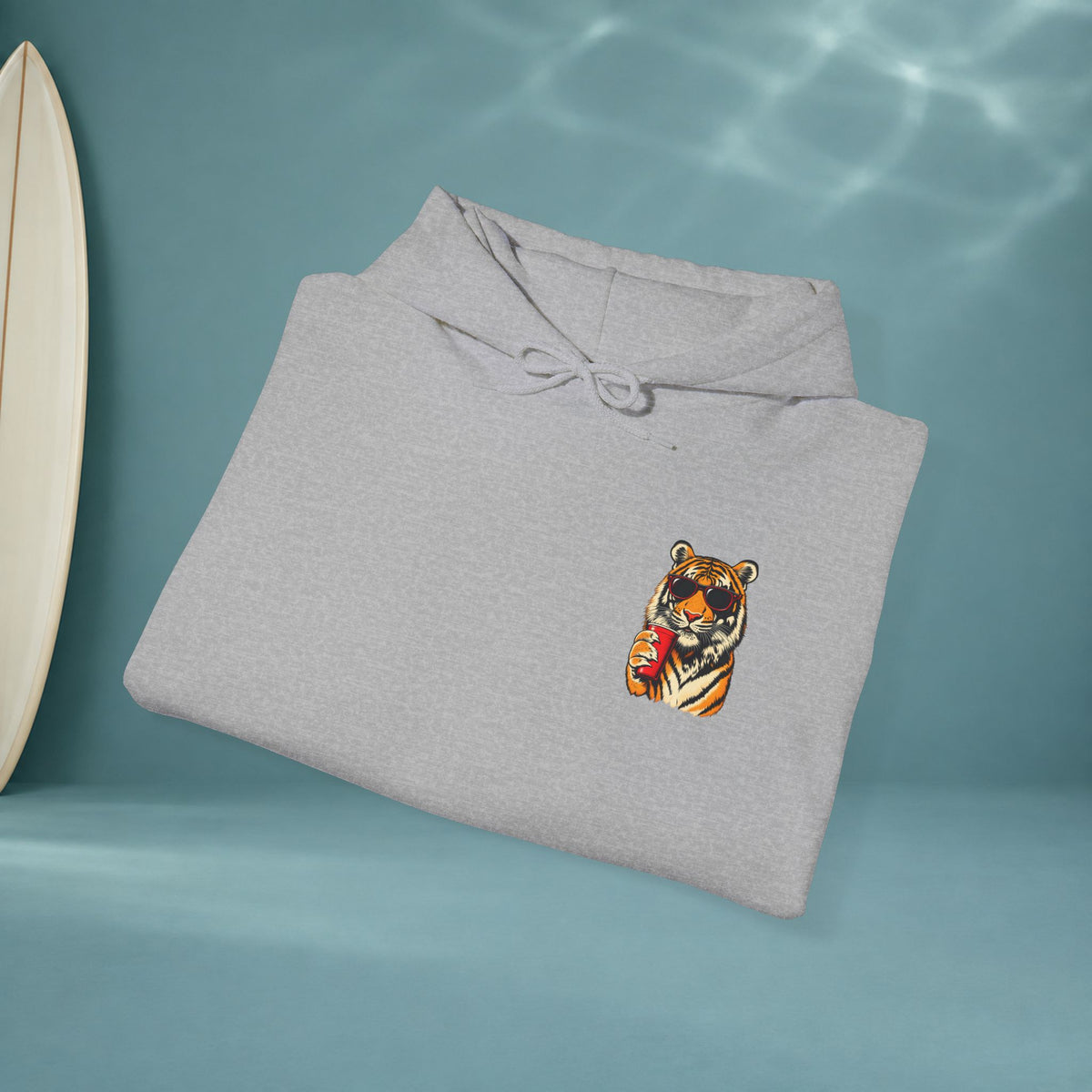 Tiger Japanese Good Luck Graphic Hoodie — Rainbow Japanese Text Back