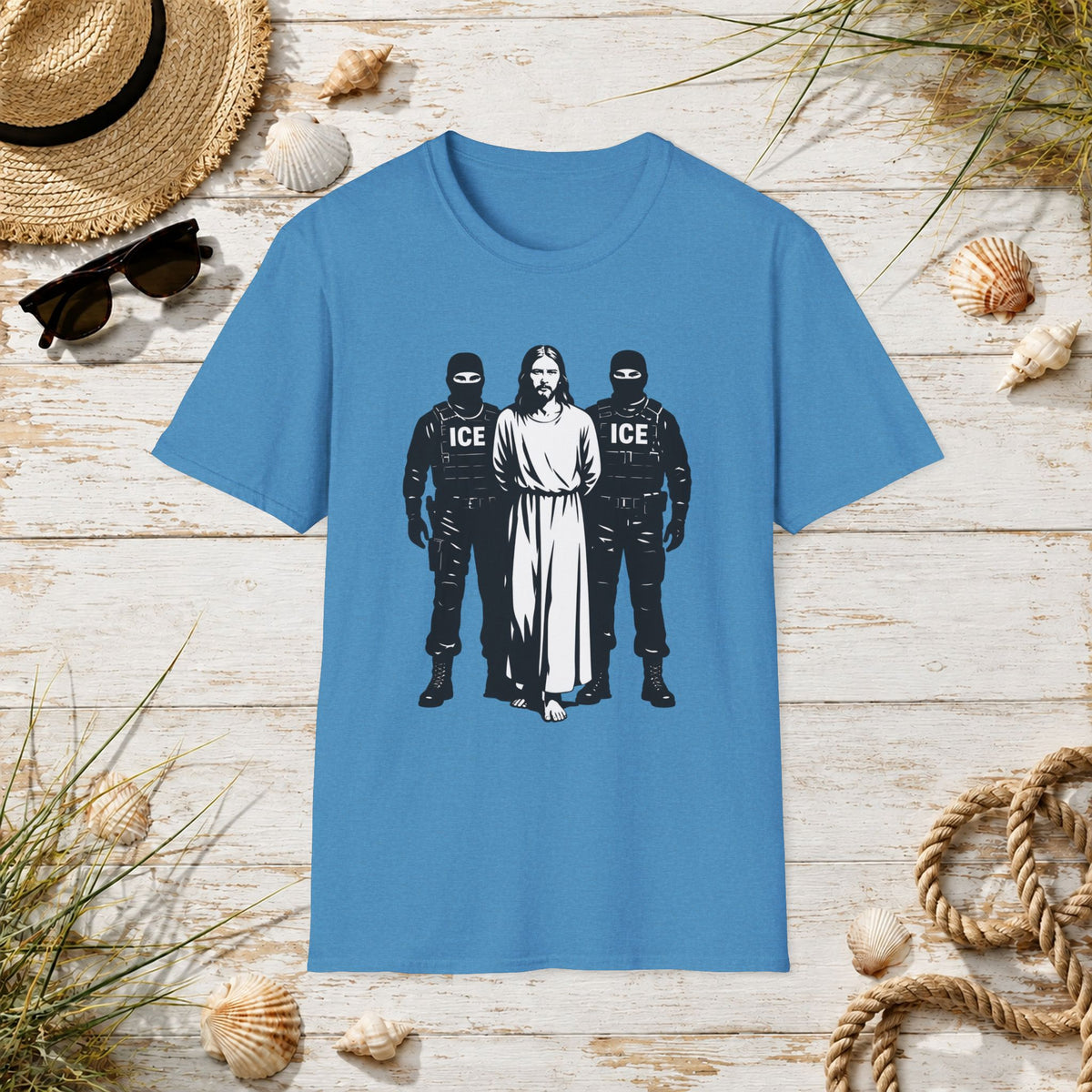 Jesus Between ICE Agents T-Shirt