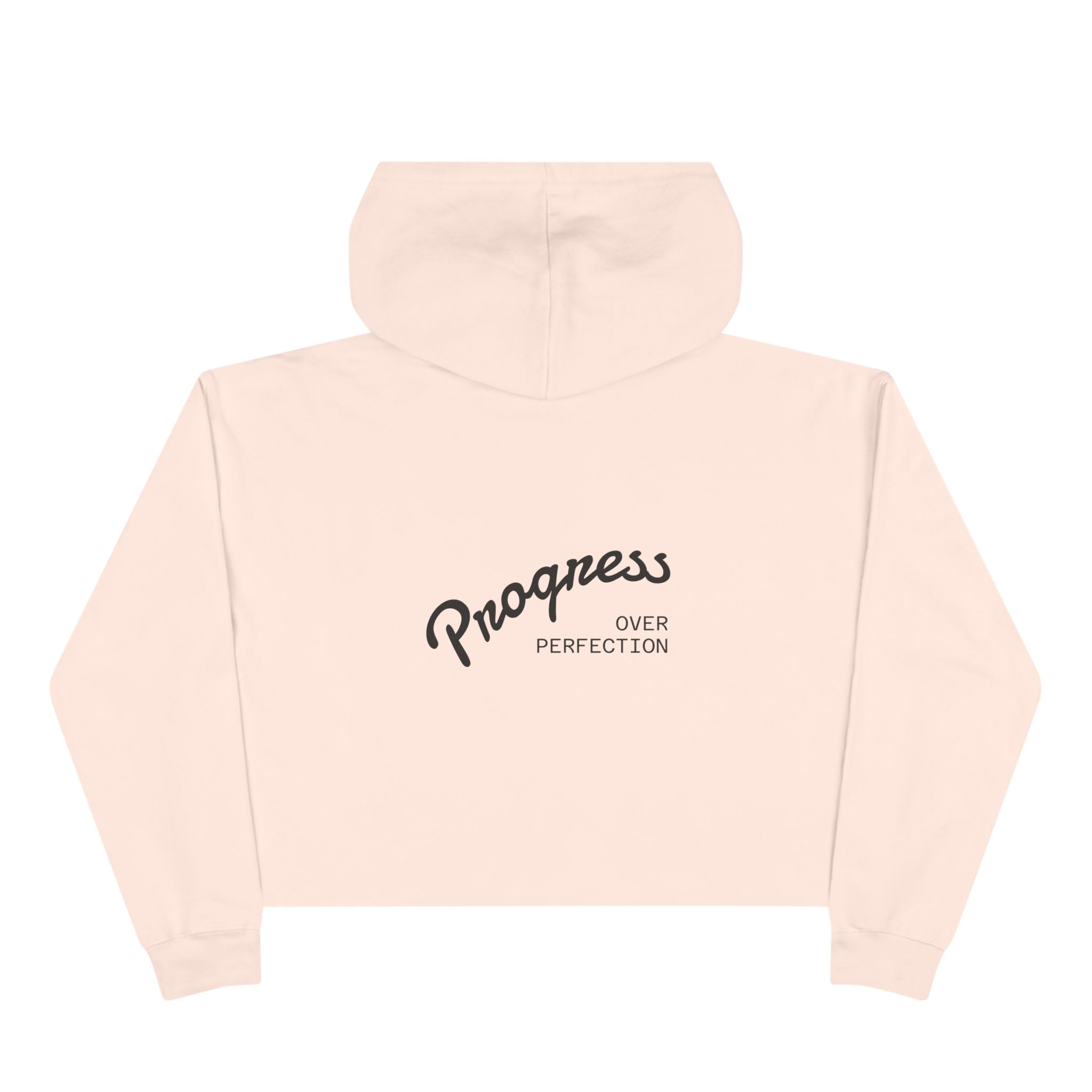 Coastal Harmony Crop Hoodie — "Progress Over Perfection" Surf Vibe Cropped Sweatshirt