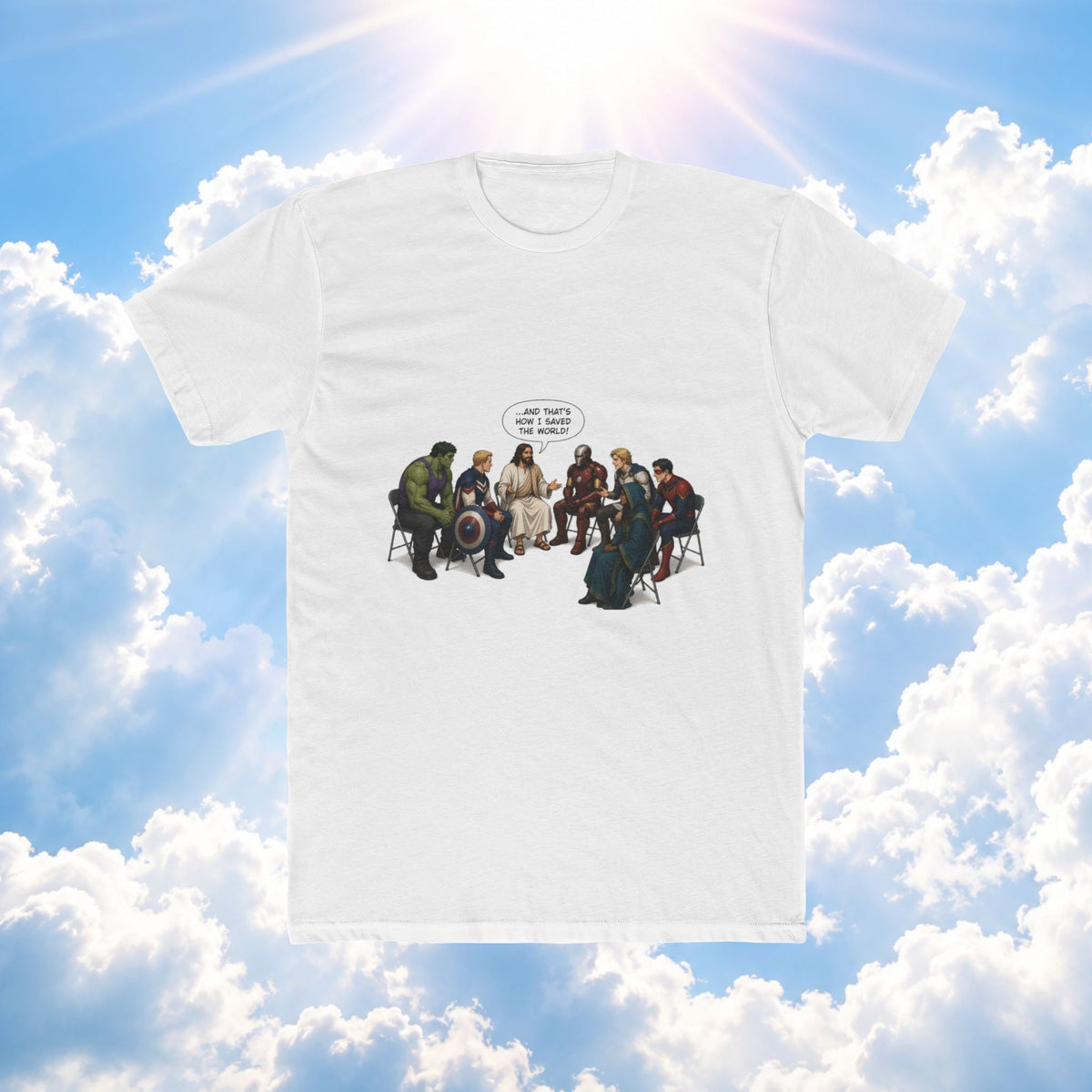 T-Shirt — ‘How Many Heroes Does It Take?’ Avengers Parody Crew Tee