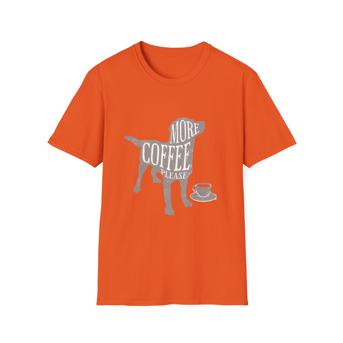 More Coffee Please Dog T‑Shirt — Cute Labrador Coffee Lover Tee