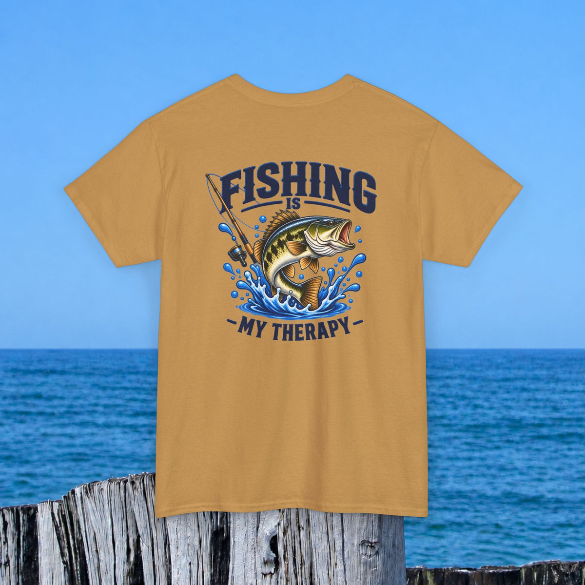 Fishing Tee — "Fishing Is My Therapy" Graphic T-Shirt