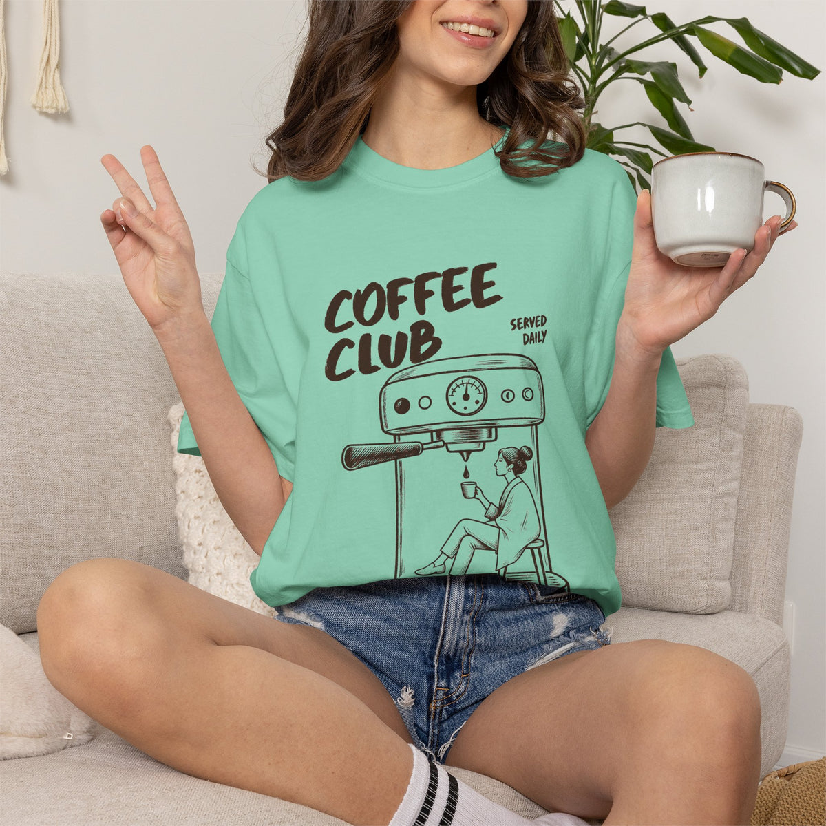 Coffee Club T-Shirt — 'Every Morning' Espresso Machine Graphic Tee