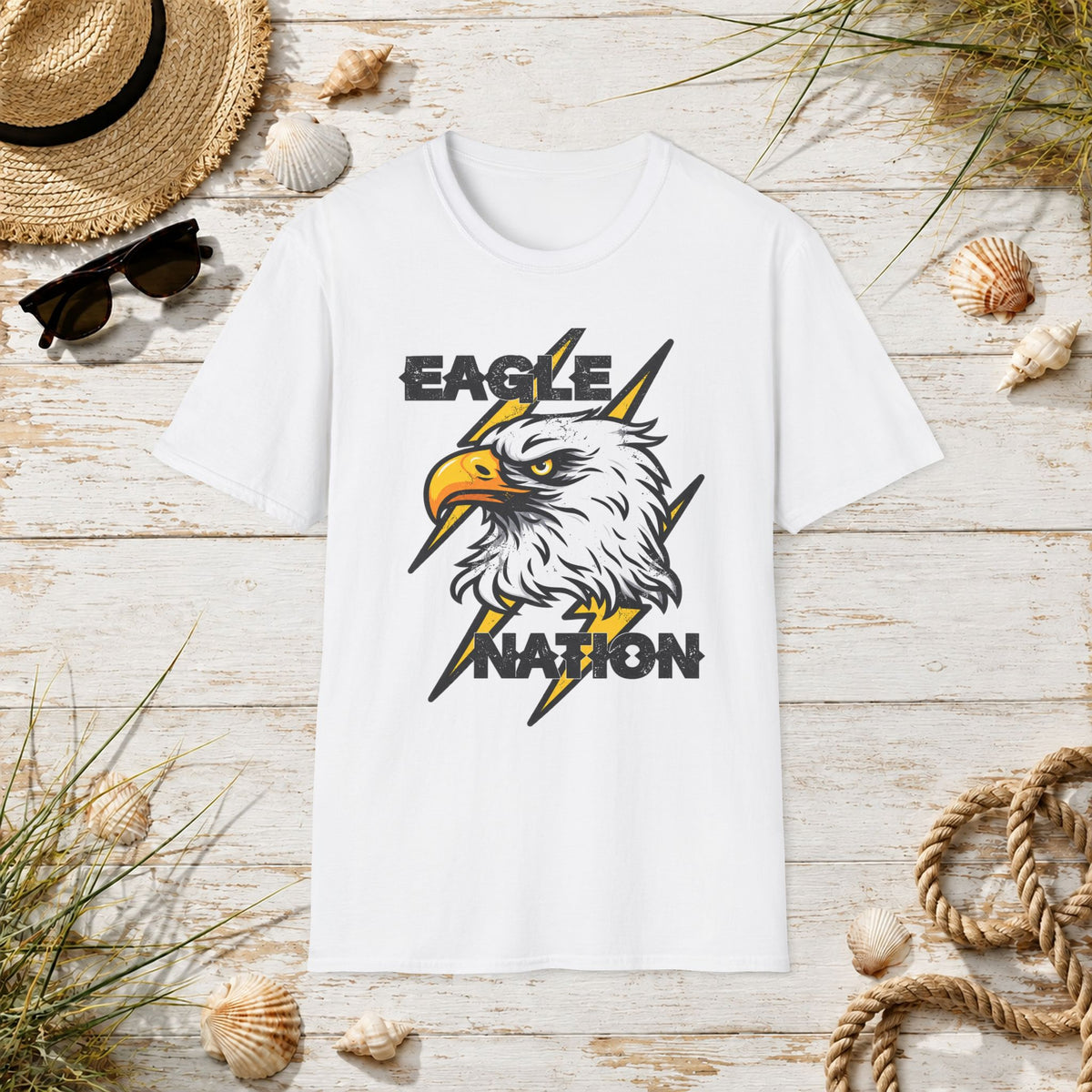 Eagle Nation T‑Shirt — Bold Lightning Eagle Graphic