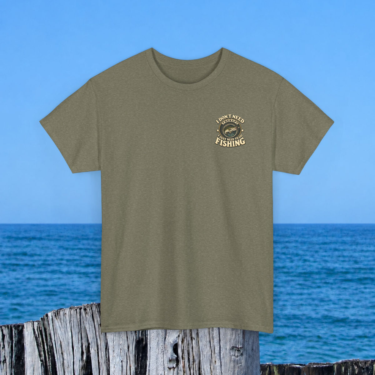Fishing T-Shirt — "I Don't Need Therapy, I Just Need to Go Fishing" Graphic Tee