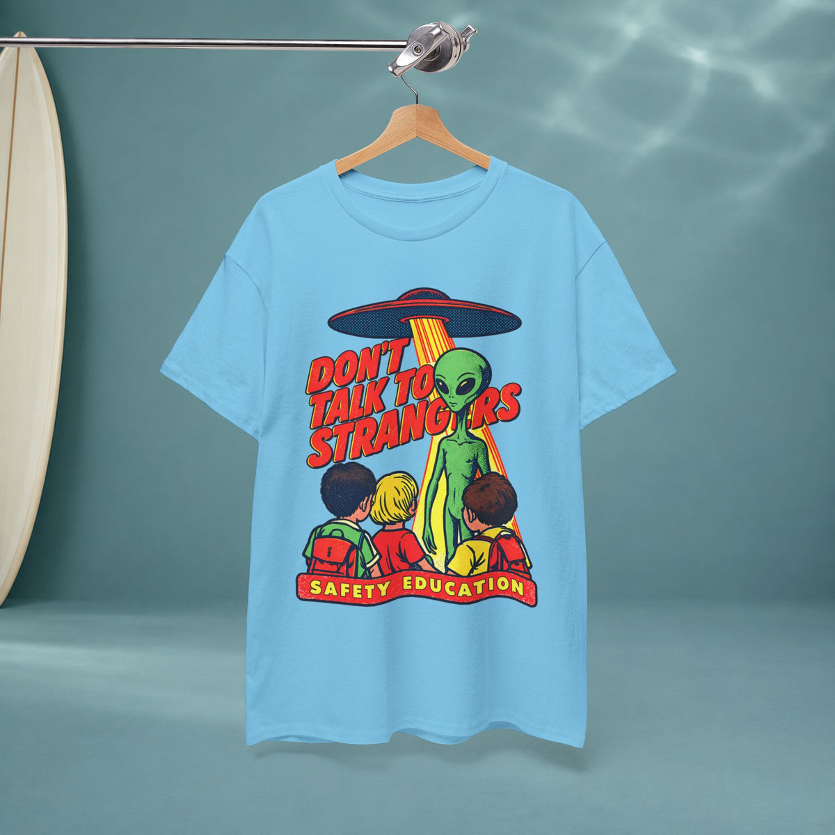 Alien 'Don't Talk to Strangers' Graphic Tee — Retro Safety Education Design