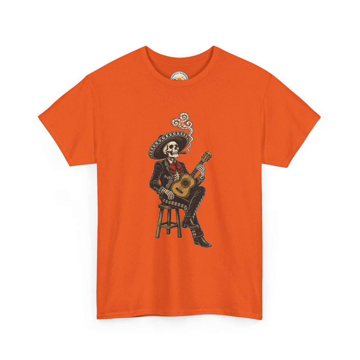 Day of the Dead Mariachi Guitar Tee — Skeleton Musician T-Shirt