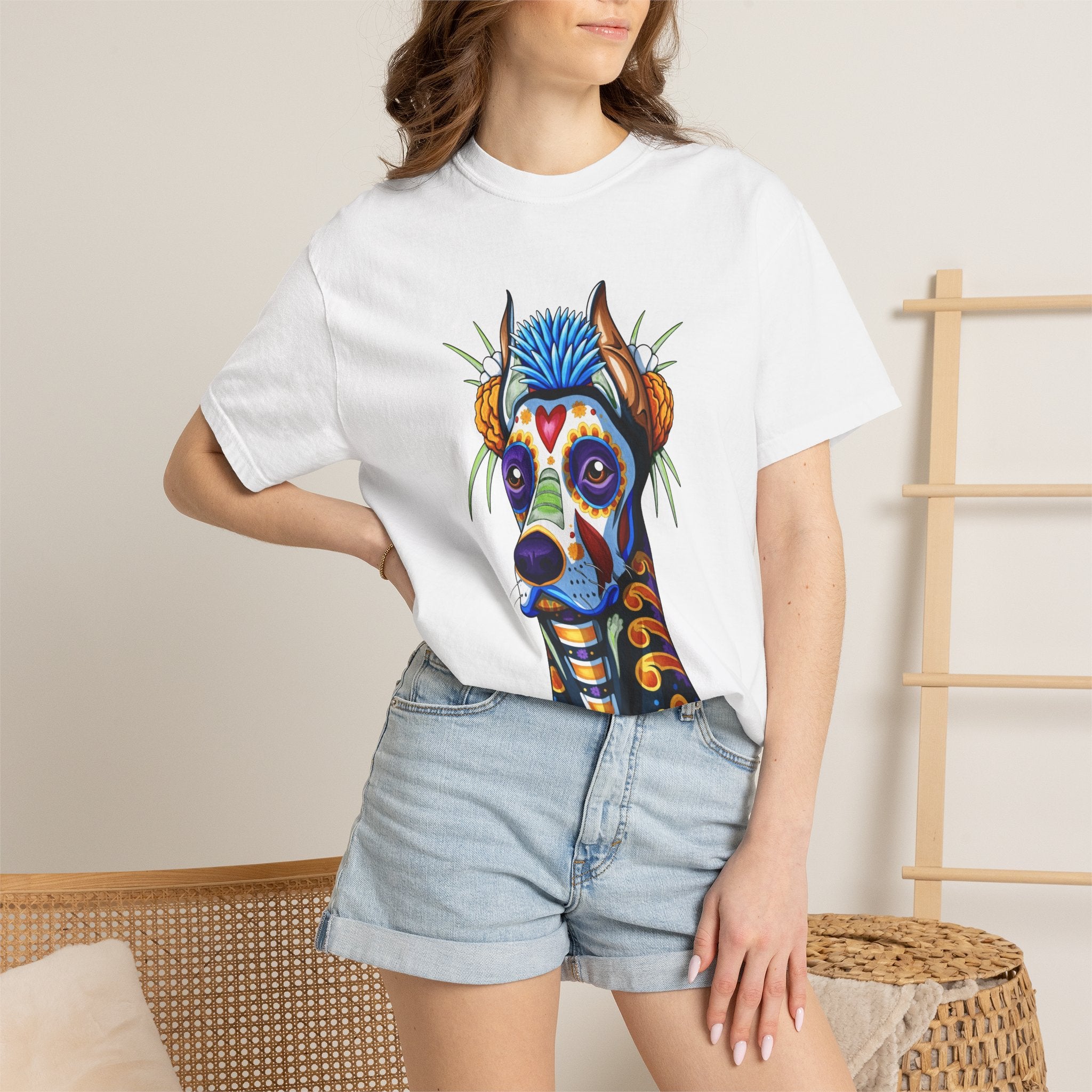 Colorful Sugar Skull Dog T-Shirt