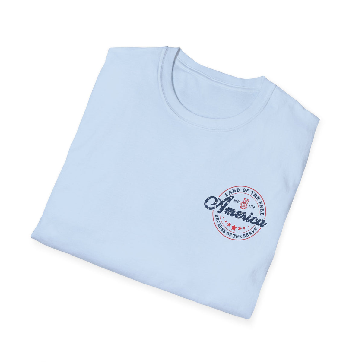 America Vintage Badge T-Shirt — "Land of the Free, Because of the Brave"