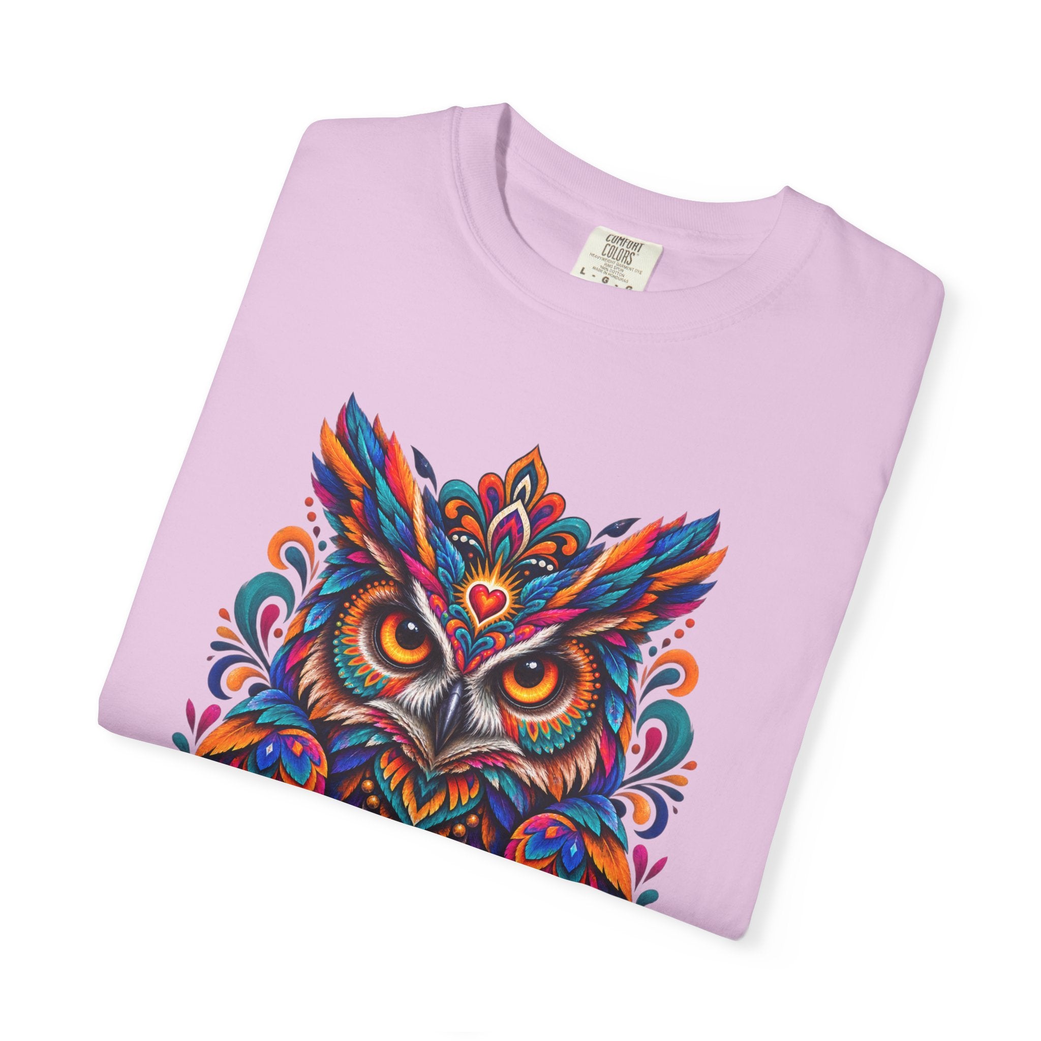 Colorful Owl 'Sabiduría' T-Shirt – Vibrant Mexican Folk Art Tee