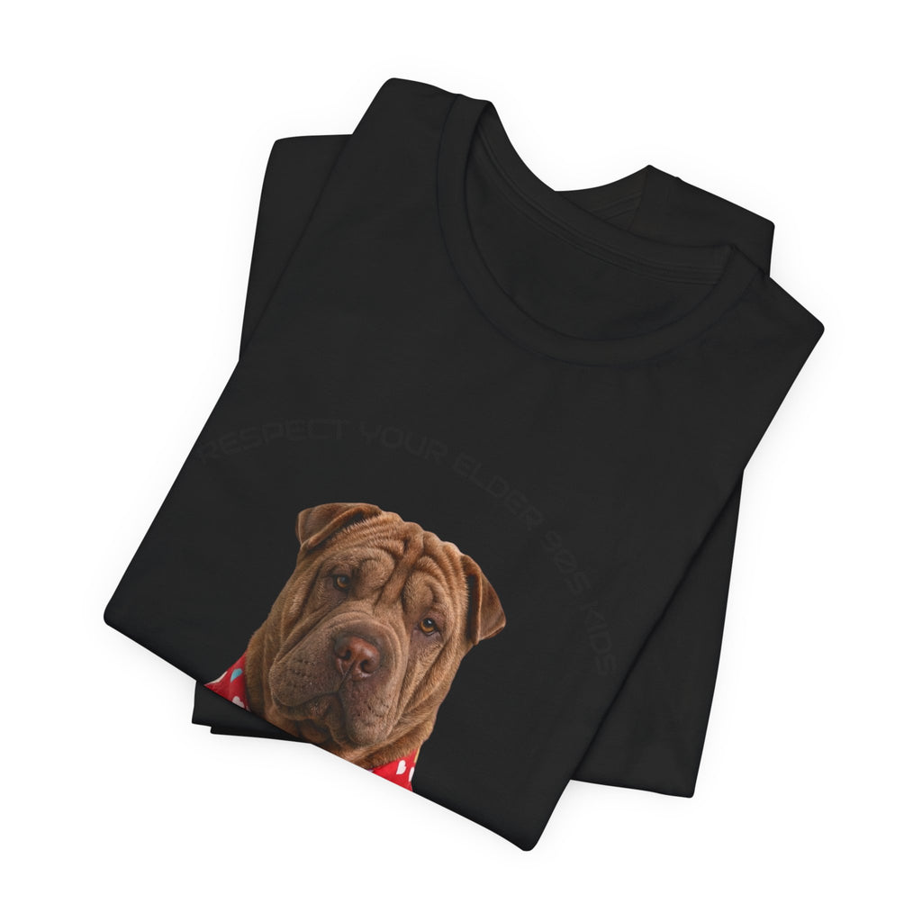 Respect Your Elder Dog Tee — Cute Shar Pei in Heart Pajamas Graphic T‑Shirt