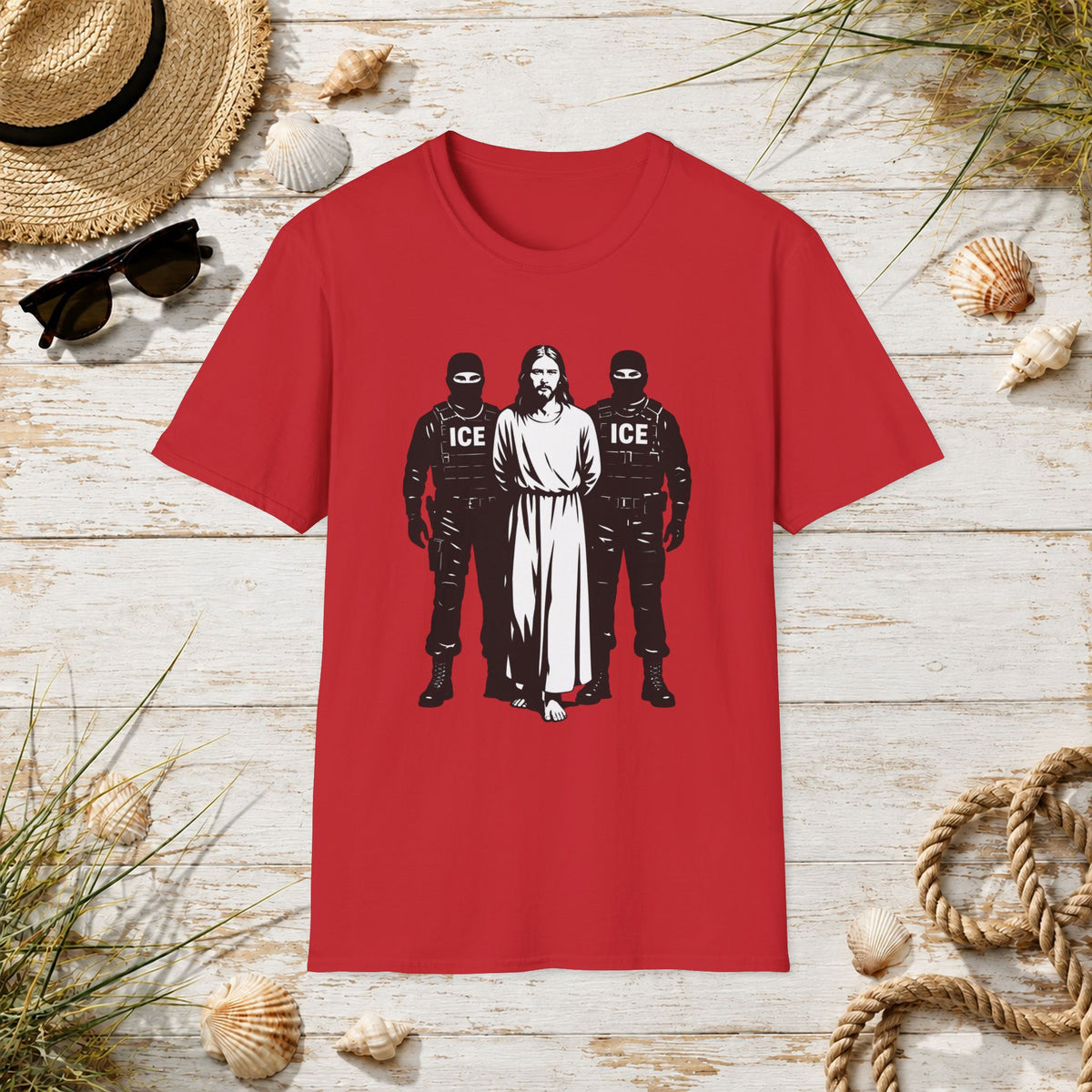 Jesus Between ICE Agents T-Shirt